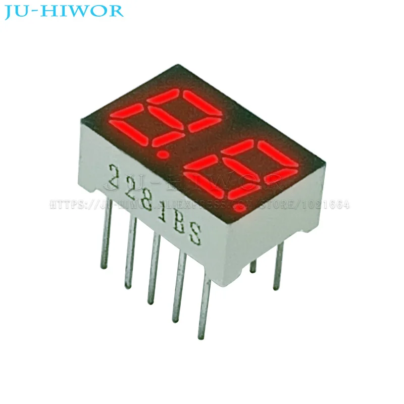 10Pcs 0.28นิ้ว10Pins 2281AS 2281BS 2หลัก Bits 7 Segment จอแสดงผล LED สีแดง LED Digitron Anode ทั่วไปแคโทด C-C C-A