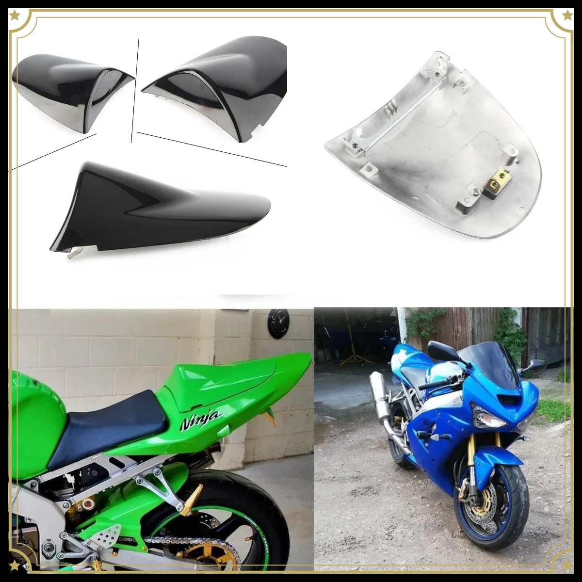Motorcycle For KAWASAKI Ninja ZX6R ZX636 2003-2004 Rear Seat Tail Cover Rear Passenger Cowl Seat Back Cover Fairing Accessories