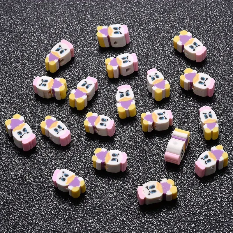 30pcs Disney Duck Beads 10mm Cute Cartoon Anime Clay Polymer Beads for Jewelry Making Donald Duck Diy Bracelet Necklace Supplies