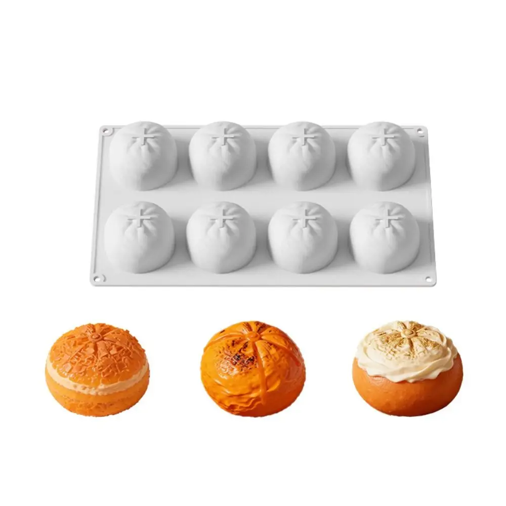 8 Cavity Orange Shape Cake Mold Non-stick Easy To Demold Realistic Fruit Baking Mold Reusable Non-toxic Pudding Jelly Mold