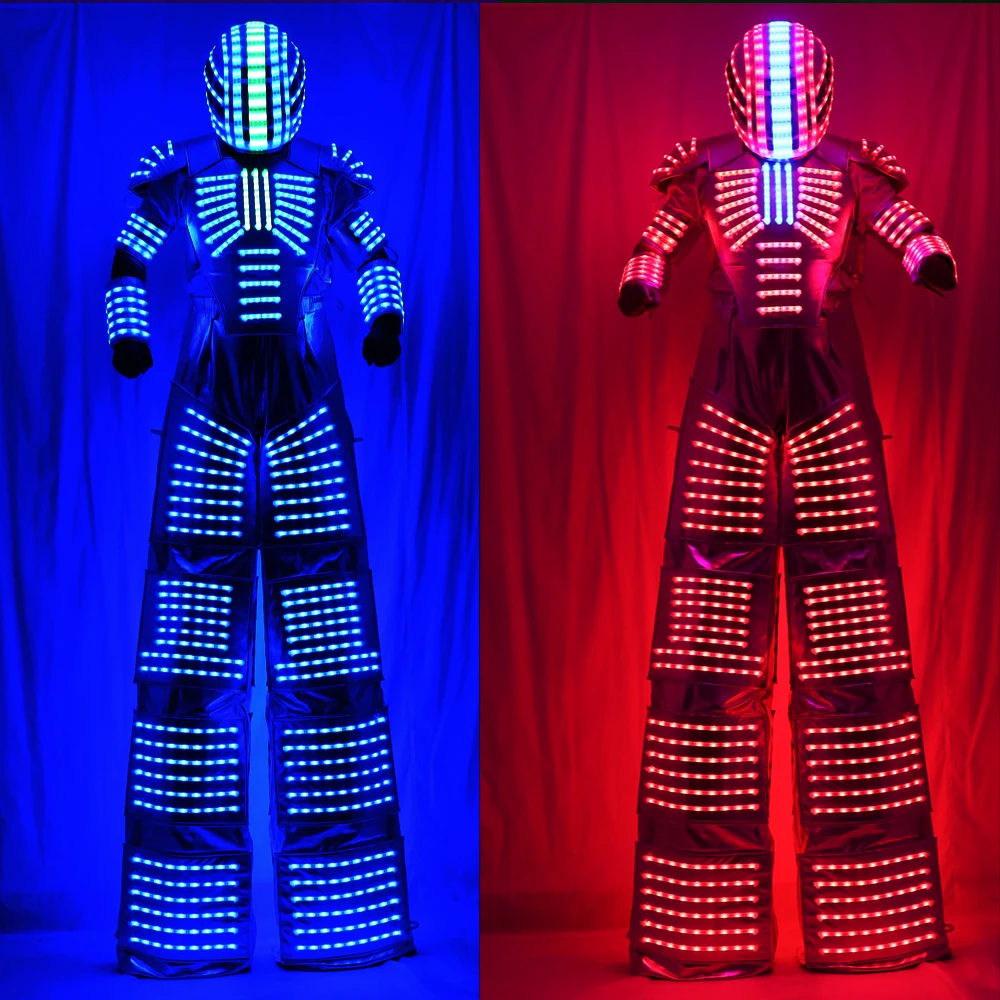 

. Костюм робота на палках для выступлений на сцене Hora Loca Party Stage Performance с LED-подсветкой и RGB-эффектами, меняющими цвет