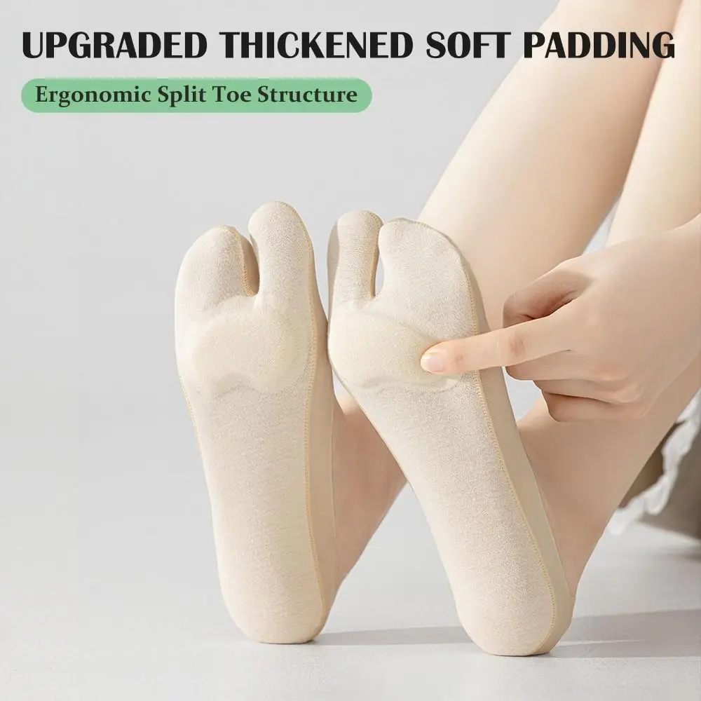 Solid Color Two Finger Socks Cotton Non-Slip Design Non-Slip Boat Socks Summer Thin Breathable Fabric Thin Breathable Socks