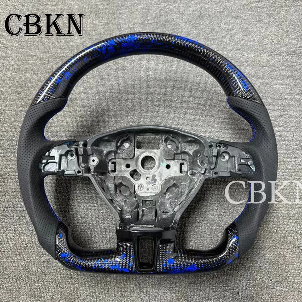 R8 Style Ultimate Flat Bottom Real Forged Carbon Fiber Steering Wheel With Leather For VW Volkswagen CC Passat Golf 6  ﻿