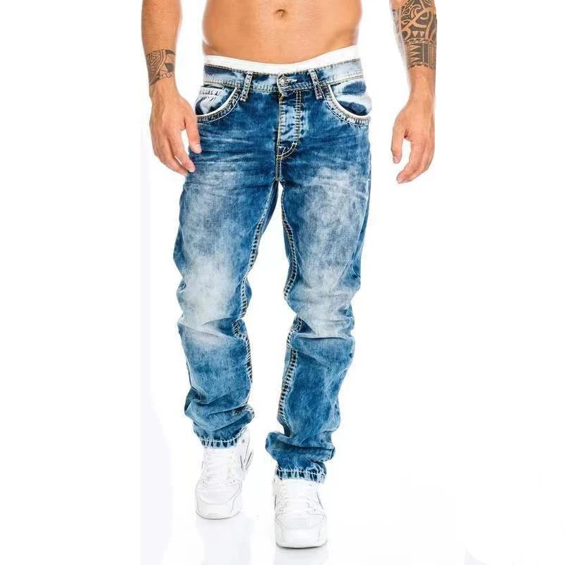 2023 New Mens Jeans Spring Autumn  Man Classic Pants Business Fashion Straight Regular Blue Streetwear Vintage Denim Trousers