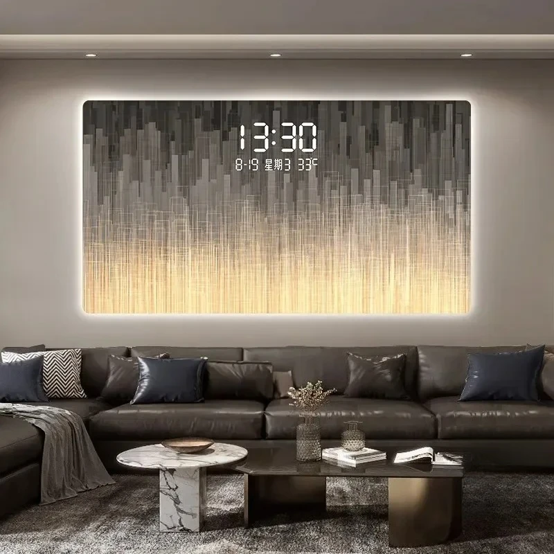 #￥Kitchen Thermometer Date light wall clock Large living room Digital ornaments Clock office Interior luxury bedroom Home decor