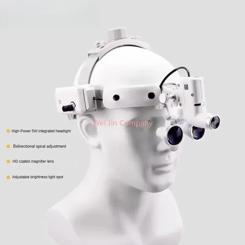 LED Headlight with Adjustable Spot Size Binocular Loupe Head-Worn Magnifier for Jewelry Repair Watchmaking Soldering Crafts