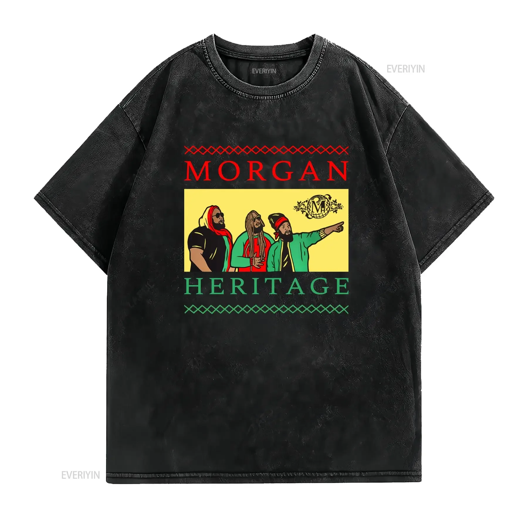 Men'S for MORGAN Heritage XL Reggae Rasta Marley T Shirt Vintage Jamaican Music with Bob Inspired Design Bold Lettering