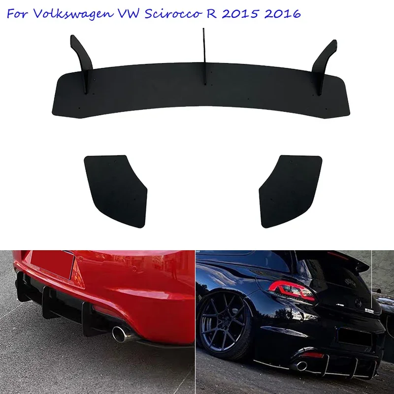 

Для Volkswagen VW Scirocco R 2015 2016, автомобильные аксессуары, задний бампер, диффузор, хвостовой фартук, закрылки, боковые разветвители, спойлер, крышка