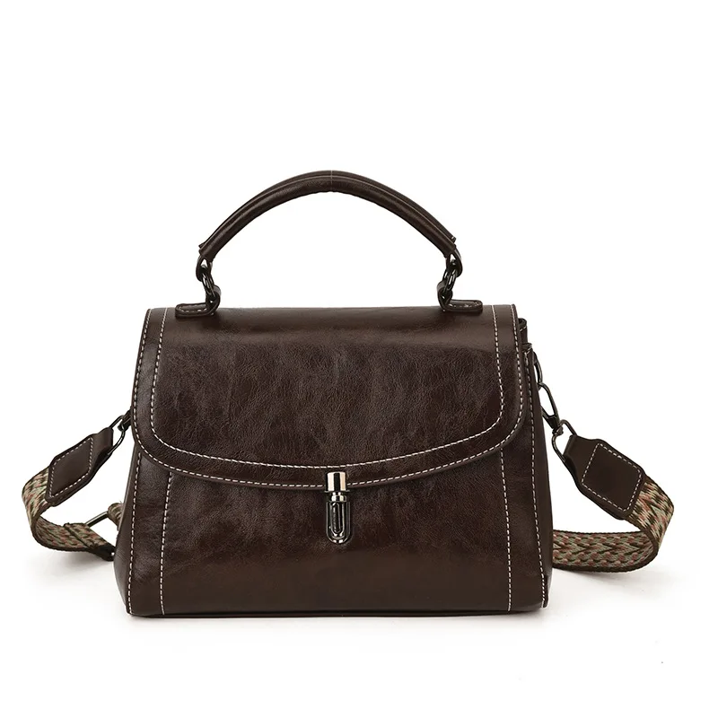 حقيبة كتف متخصصة لخريف وشتاء 2025، محفظة كروس عتيقة بحزام عريض، حقيبة مربعة للركاب النسائية، حقيبة حبال من النهار إلى الليل