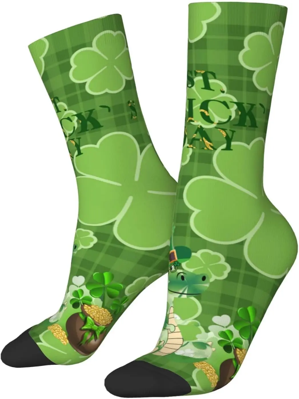 Green Clover Socks Dress Green Stockings Socks Patrick Novelty Harajuku Retro Style Breathable Non-slip Sports