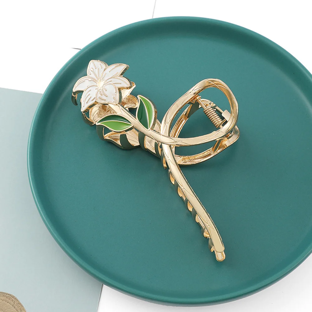 

2Pcs Lily Flower Metal Claw Clips for Women Decorative Hair Accessories Party Daily Wear Thin Thick Hair Flower Claw Clips