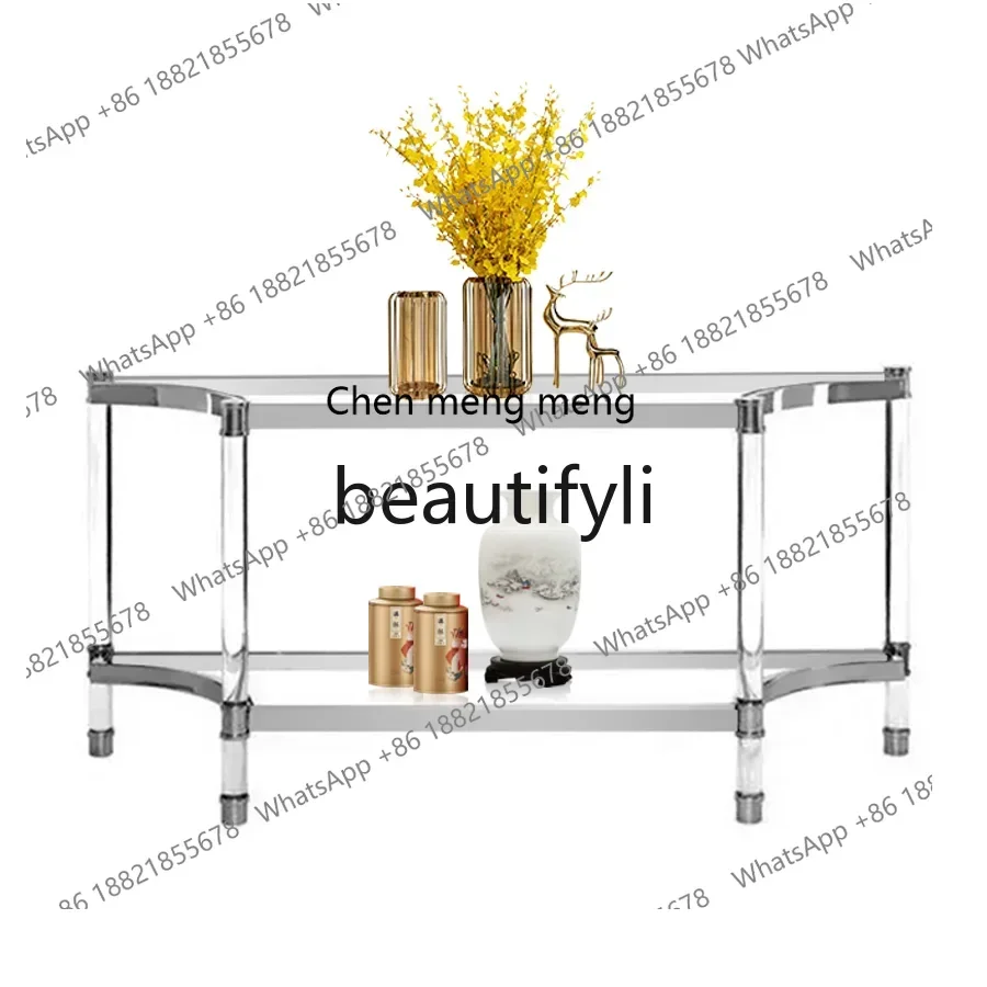 zqxNew Chinese stainless steel ultra-narrow entrance table acrylic corridor aisle against the wall