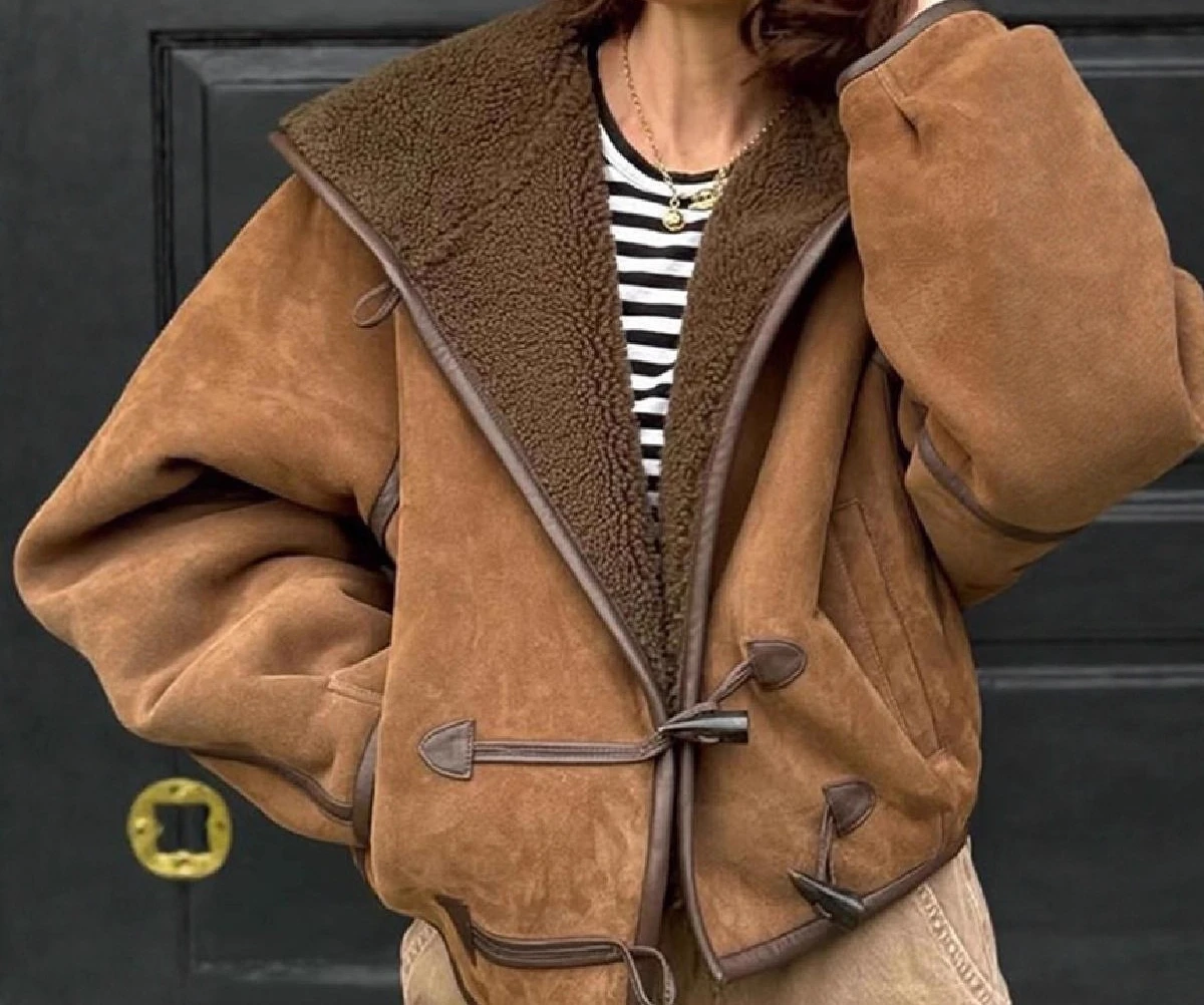 

Осень/зима 2021, новая женская куртка в стиле ретро с капюшоном и длинными рукавами