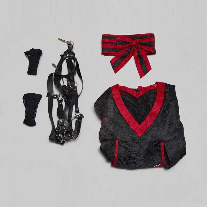 Anime Akatsuki Cosplay Costume Women Sexy Japanese Traditional Kimono Short Dress Belt Sock Set Halloween Carnival Party Clothes view 5