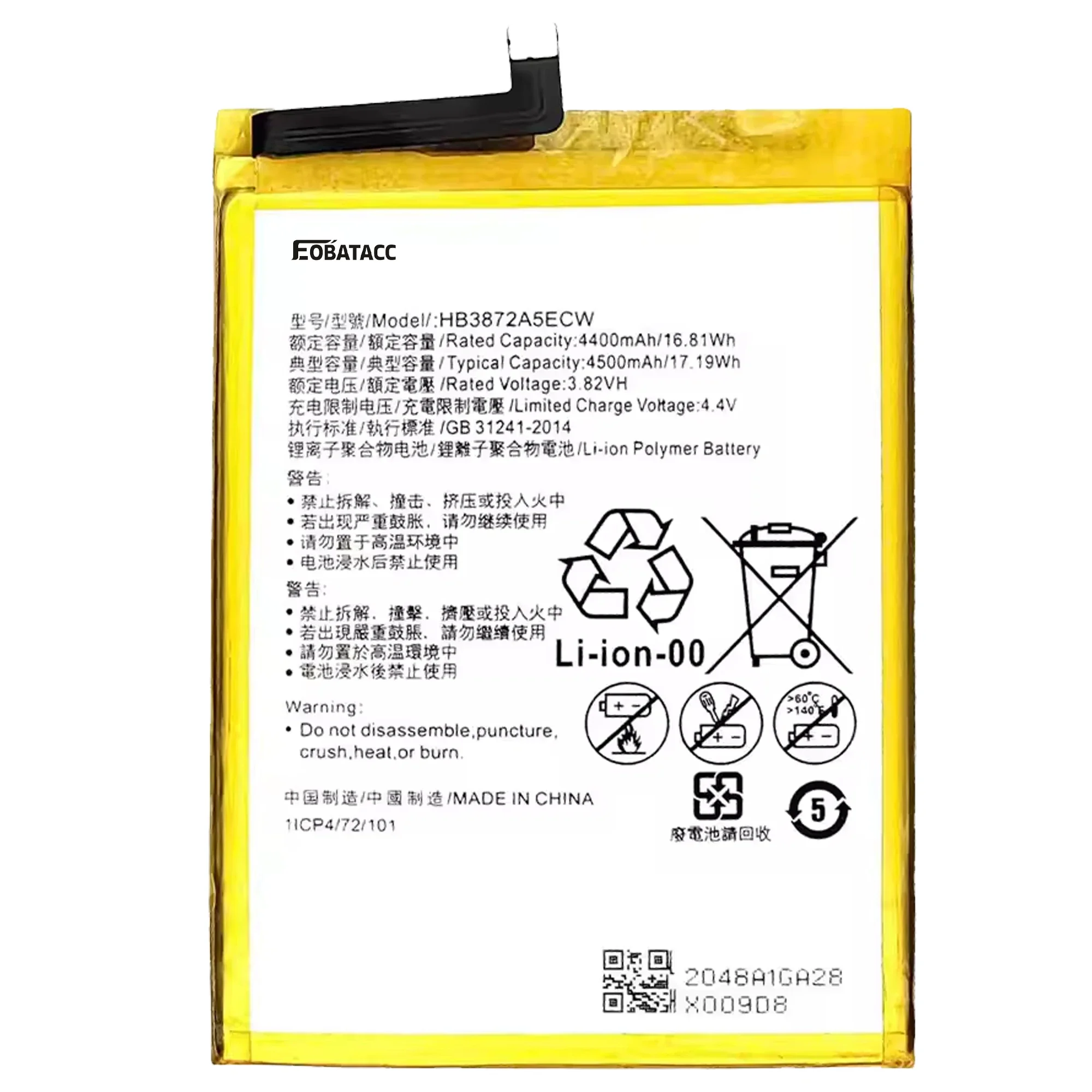 100% New Original Battery HB3872A5ECW  FOR HUAWEI  honor Note8 Battery + Free Tools