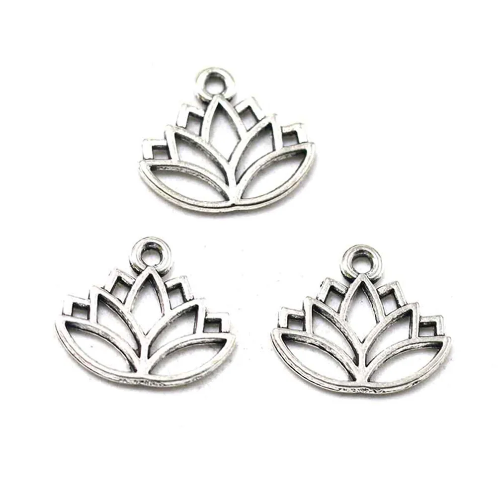 

50 Pcs Lotus Flower Alloy Pendant Charms for DIY Necklace Bracelet Jewelry Making Crafts Gifts Elegant Accessories Decorative