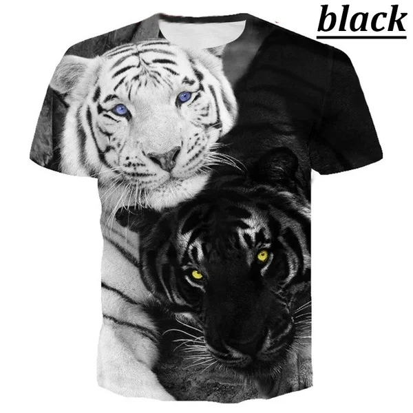 2022 New Men and Woman Unisex 3D Tiger Print Short Sleeve T-Shirt Hip Hop Couple Tee Tops Plus Size XS-5XL