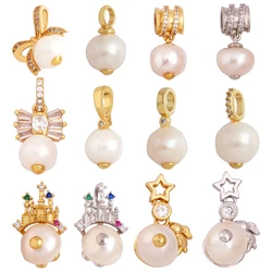 Classics Fashion Pearl 18K Gold Plated Bowknot Charm Pendant,Bracelet Earring Necklace Components Jewelry Findings Supplies K43