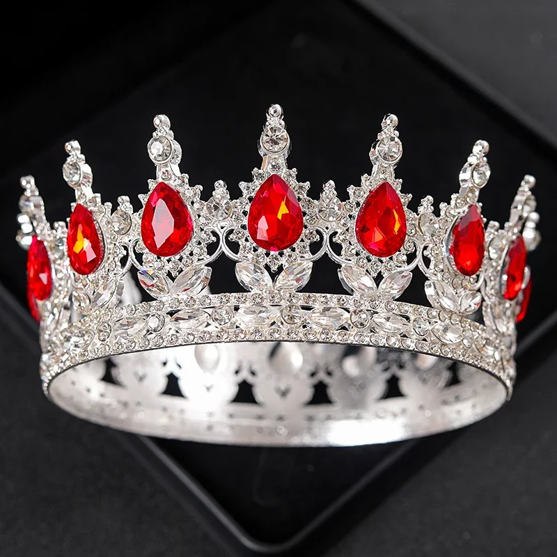 Baroque Round Wedding Crown Bridal Pageant Rhinestone Crystal Tiaras Crown Molding Headpieces For Queens and King