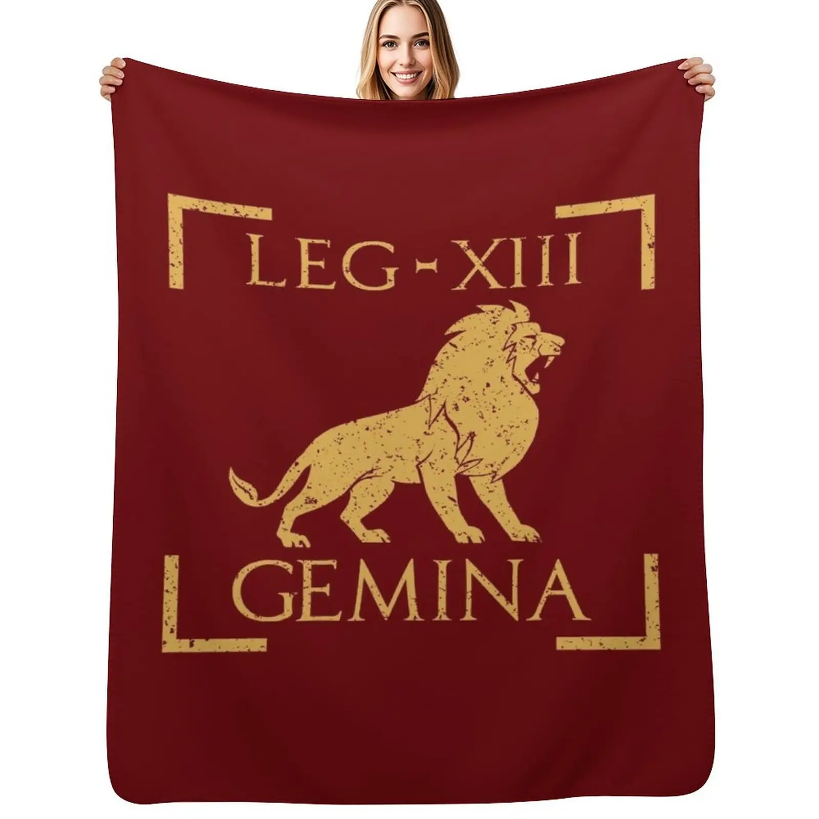 Legio XIII Gemina Lion Emblem Roman Legion Throw Blanket Fade Resistant Durable Throw Blanket