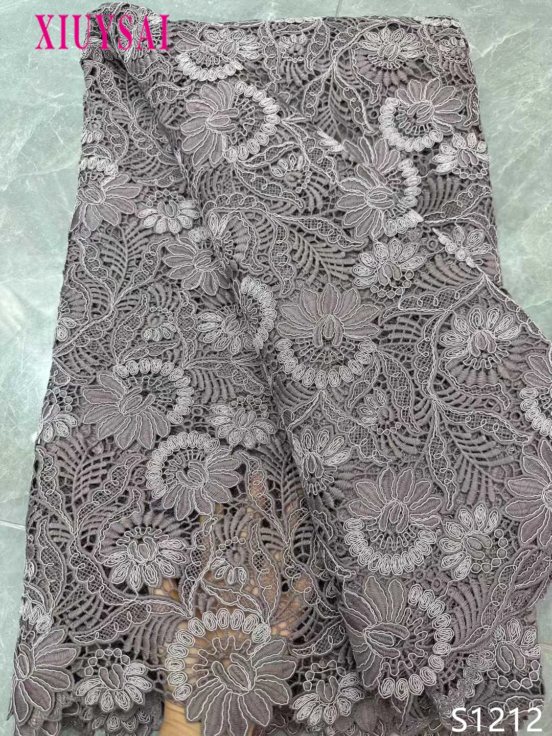 

African Guipure Cord Lace Fabric for Women Dresses, Water Soluble, Nigerian, Bicolor, New, 2024