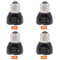 Pet Heating Light Bulb 25W 50W 75W 100W Mini Infrared Ceramic Emitter Heat Light Lamp Bulb For Reptile Pet Brooder 220V