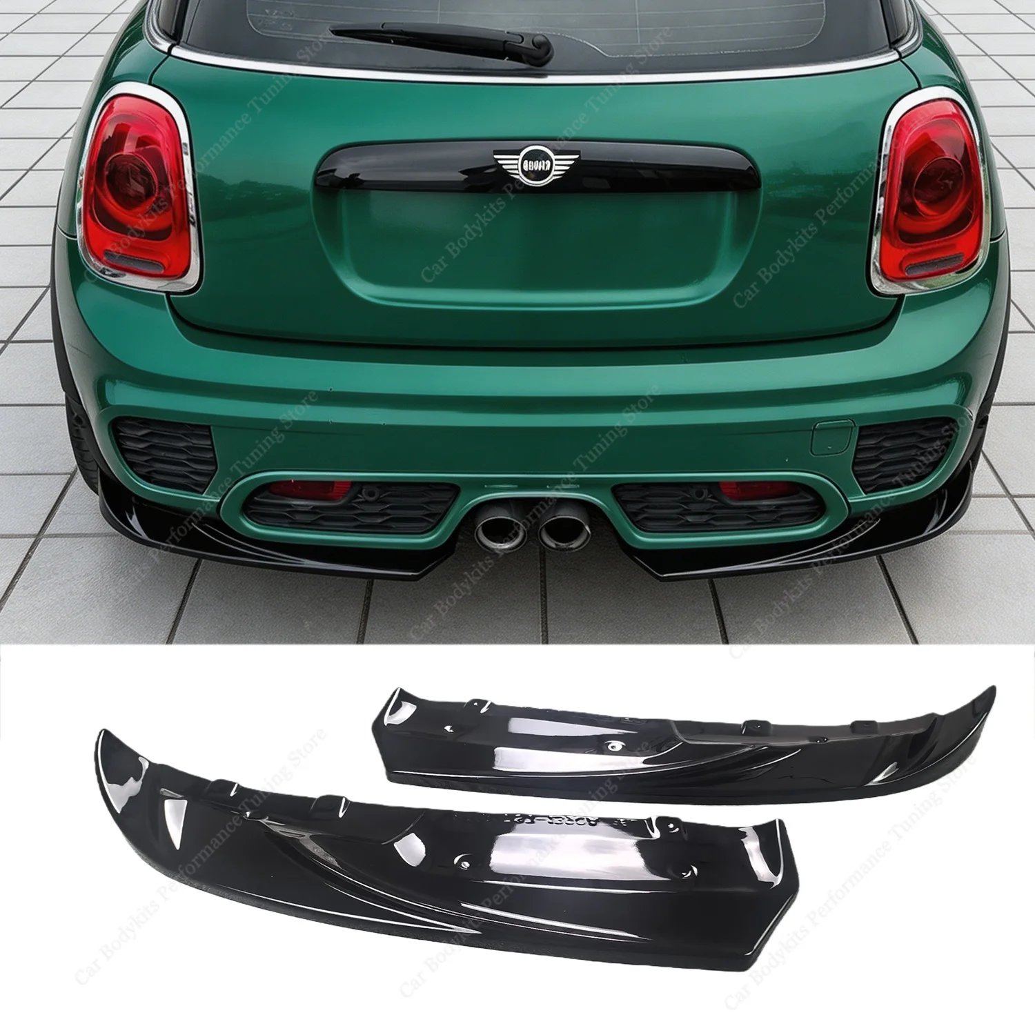 

For Mini F55 F56 F57 JCW 2014-2020 Pre-Facelift 2Pcs Max Style Gloss Black ABS Rear Bumper Side Splitters Diffuser Bodykits