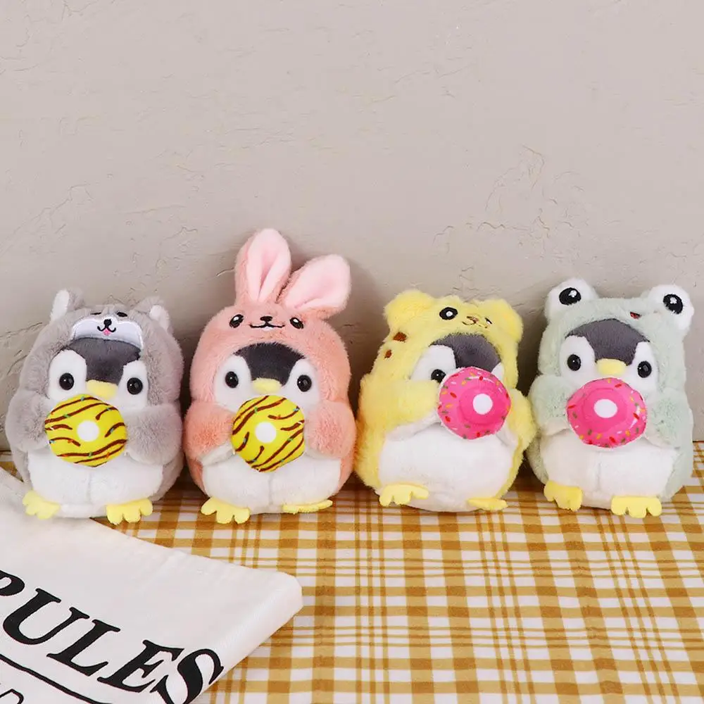 Expresión travesti diseño de dibujos animados Donut mujeres llavero pingüino colgante estilo coreano hebilla de llave