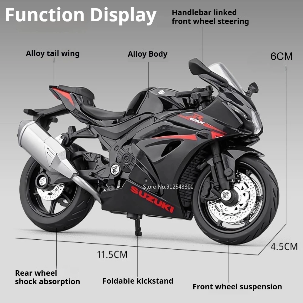 1:18 هايابوسا GSX1000R R1 لعبة دراجة نارية سبيكة الجسم الإطارات المطاطية CBR1000RR امتصاص الصدمات نموذج نماذج السيارات الصبي العنصر الزخرفية #3