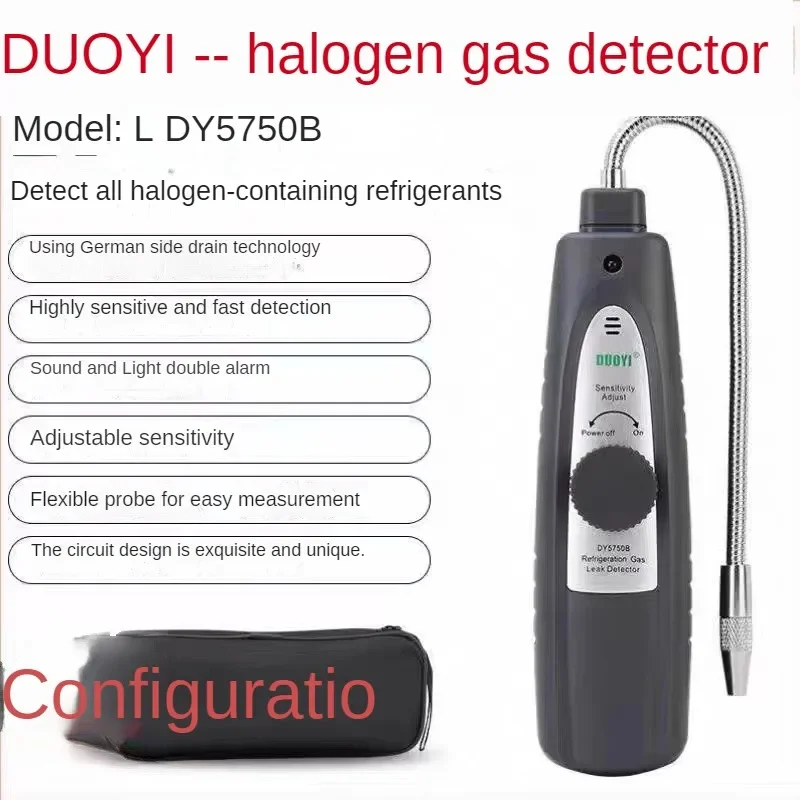 DUOYI DY5750B Gas Detector Refrigeration Gas Leak Detector CFC HFC Halogen Gas Refrigerant Leak Detector Air Conditioning R410a