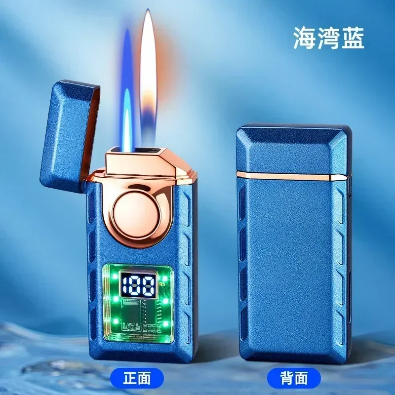 Spraakgestuurde Type-C draagbare oplaadbare aansteker, kleurenlicht, batterijdisplay, open vlamschakelaar, jetvuuraansteker