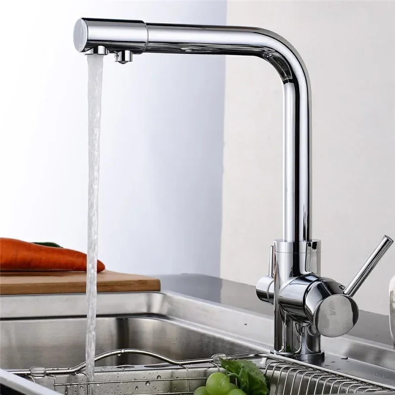 Gold/Black Basin Faucets Filter Kitchen Faucets Deck Mounted Mixer Tap 360 Rotation with Water Purification Features Mixer Tap