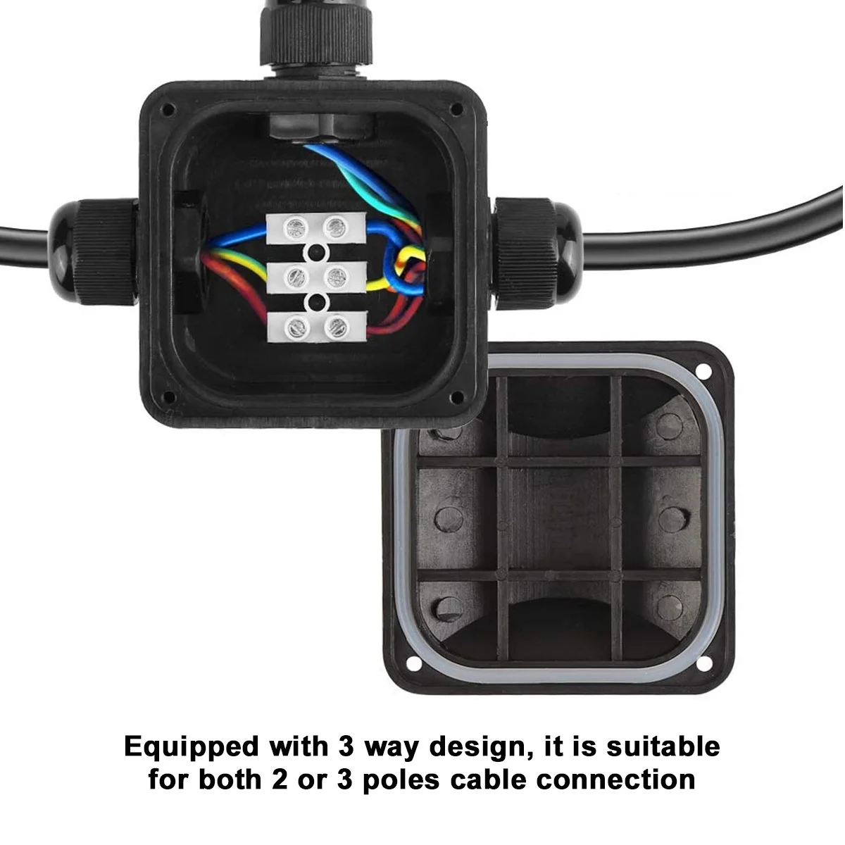 

5Pcs IP68 Waterproof Electrical Junction Box Black 3-Way Cable Connector Case Outdoor Waterproof Cable Connector for LED Street