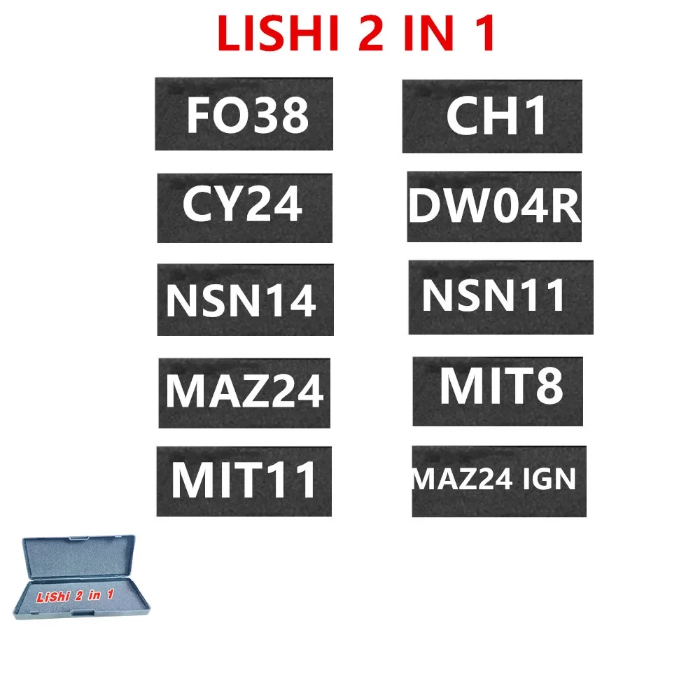 Профессиональные слесарные инструменты LISHI 2-в-1 (CY24/F038/MAZ24/HON4142/MIT11/MIT8) — комплект отмычки и декодера ключей с автоматическим замком Профессиональные слесарные инструменты LISHI 2-в-1 (CY24/F038/MAZ24/HON4142/MIT11/MIT8) — комплект отмычки и декодера ключей с автоматическим замком