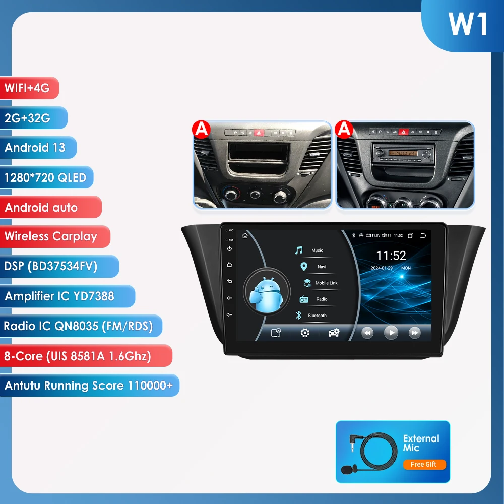 OSSURET 8G 128G Android 14 Autoradio Voor Iveco Daily 2013-2021 Auto Multimedia GPS Carplay 4G DSP BT 360 Camera Door Snapdragon6115