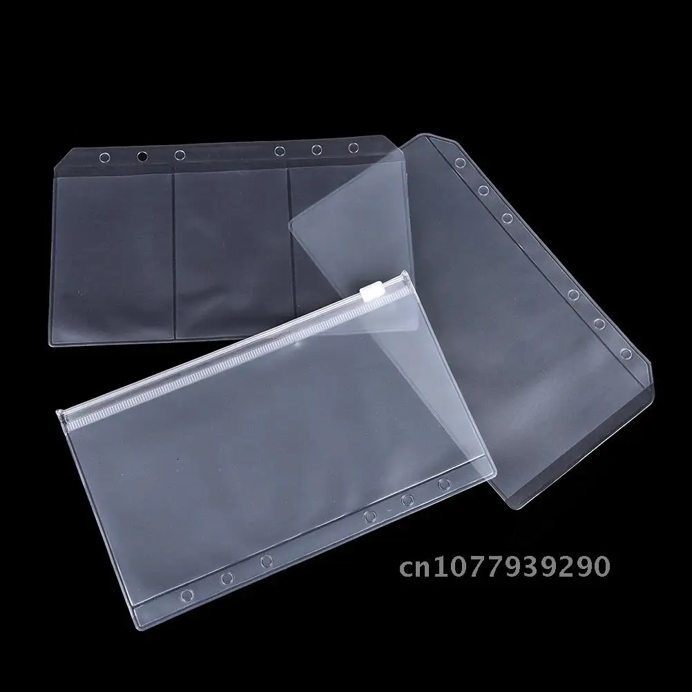 

1pc A5/A6 PVC Transparent Zip Lock Envelope for 6 Holes Binder Pocket Refill Organiser Stationery