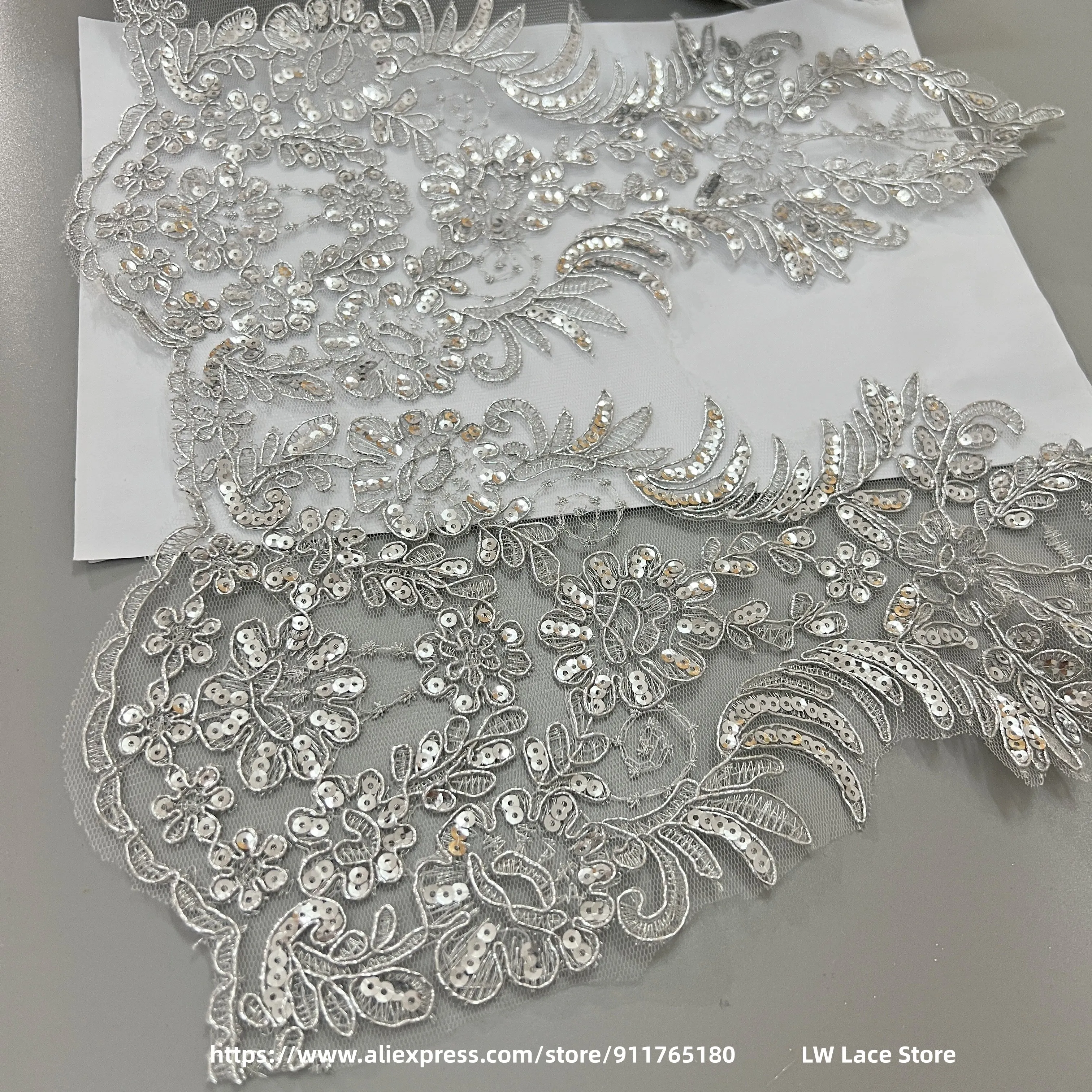 Embroidery Cording Lace Border Sewing Accessory 1 Yard 2023 36CM Wide Luxury Gold Lace Trim with Sequins
