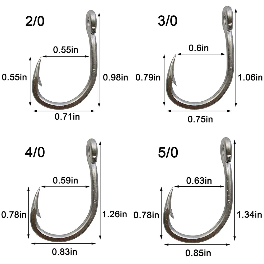 30Pcs 10884 Stainless Steel Fishing Hooks Big Game Saltwater Fishing Circle Hooks Size 2/0 3/0 4/0 5/0 6/0 7/0 8/0 9/0 10/0 12/0