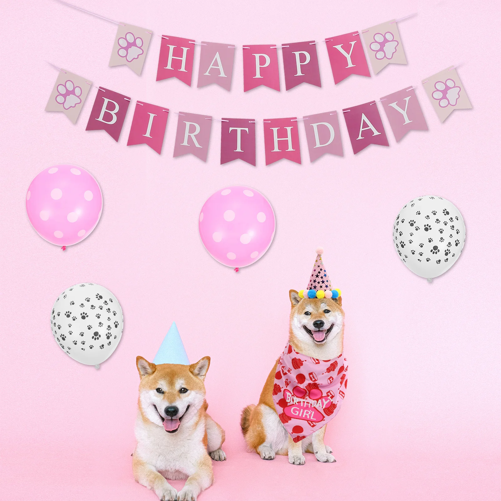

1Set Puppy Birthday Party Decoration Kit Pink Safe Materials Durable Long Serving Life Happy Enjoyable Special Unique Party
