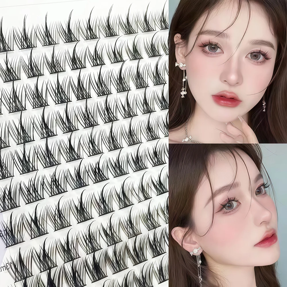 Ciglia finte con punta a torre da 10 pezzi, orecchie di grano, volume segmentato, estensione automatica