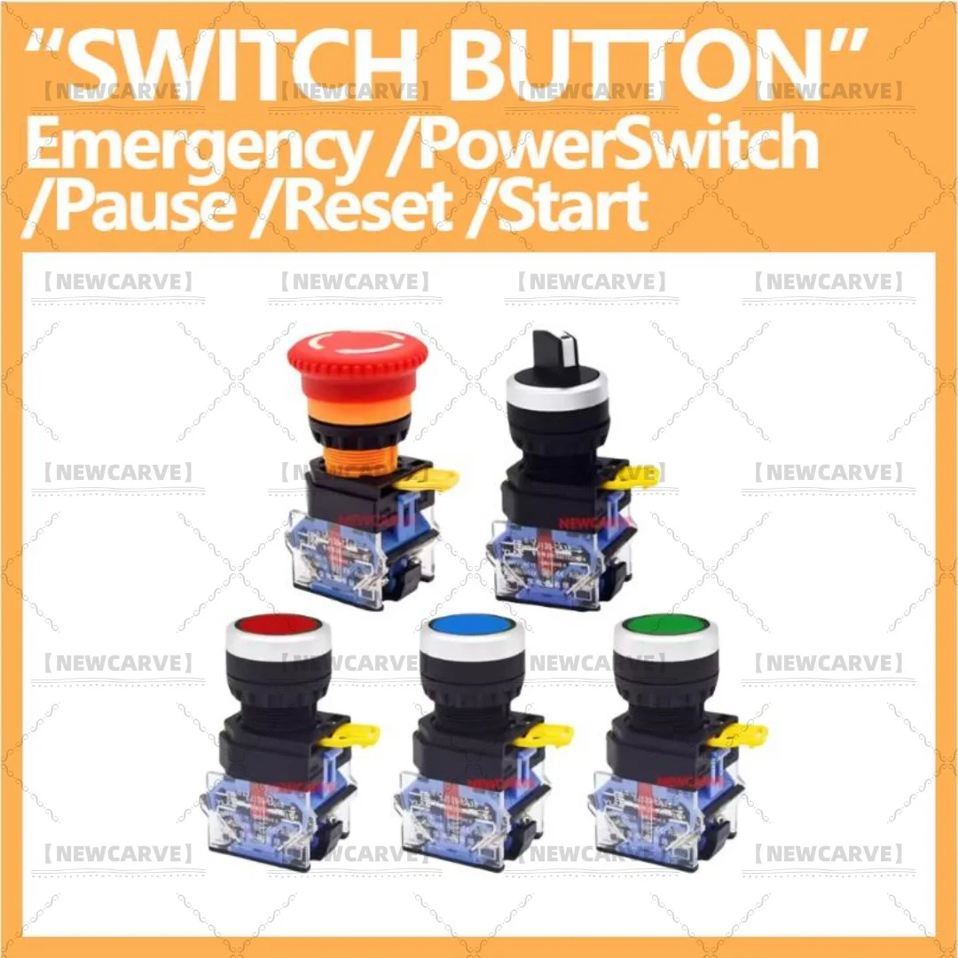 YIJIA Buttons Set Emergency Power Switch Pause Reset Start Push Button For DIY CNC Machine Control Box 22mm Hole NEWCARVE