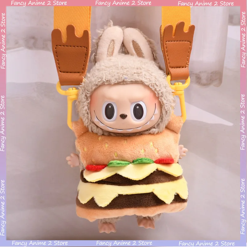 

Hamburger Food-Inspired Cute Outfit for 17cm Labubu Clothes Takeaway Adjustable Shoulder Strap Backpack Plush Doll Storage Bag