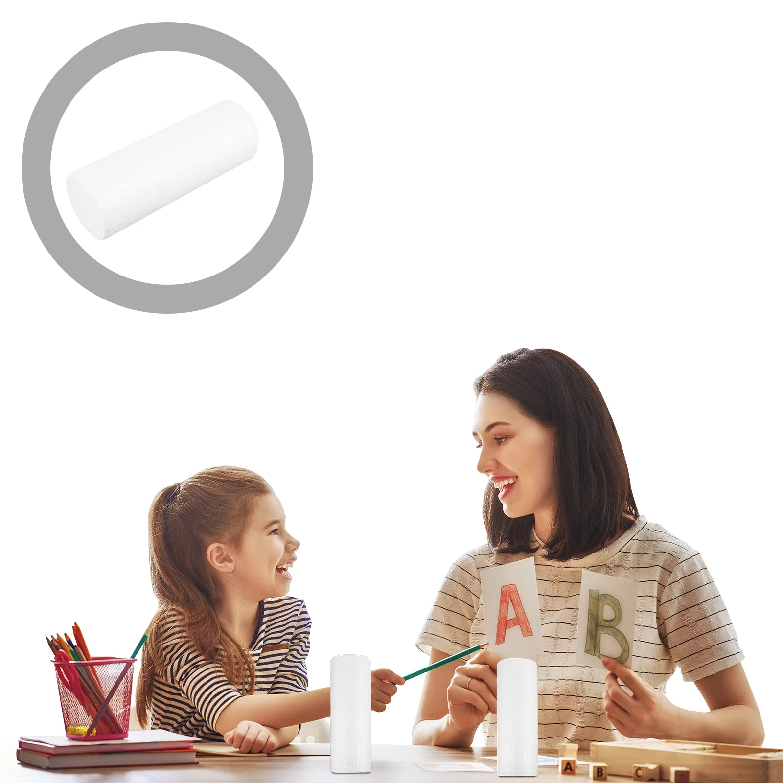 

4 Pcs Solid Polystyrene Foam Cylinders Hand Painted 15cm Crafting Early Education circles crafting foam foam ornament