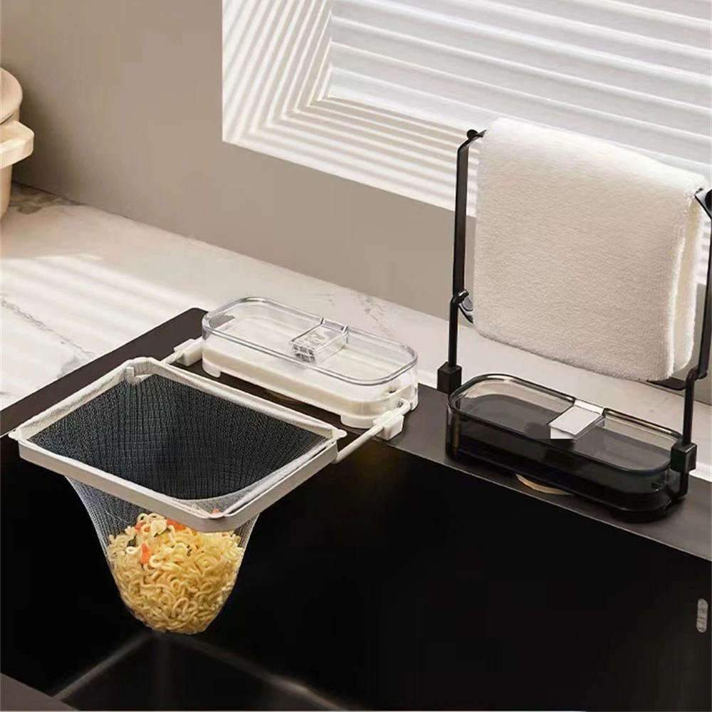 Suction Cup Sink Filter Screen Sink Organizer Kitchen Storage Bag Drain Rack Disposable Trash Bin Trash Can Garbage Cans ﻿