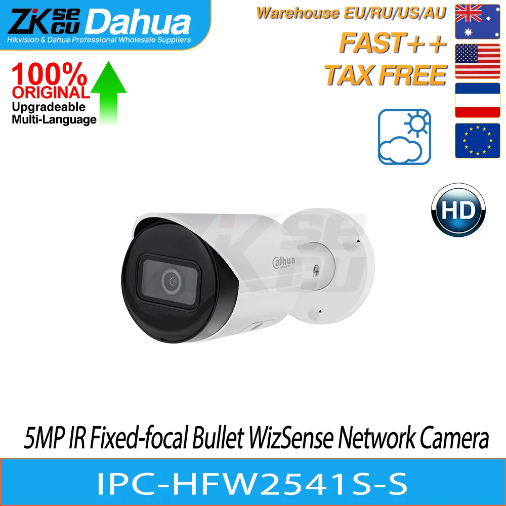 

Dahua Original IPC-HFW2541S-S-S2 2.8mm 3.6mm 5MP IR Fixed-focal Bullet WizSense Network Camera POE IP Camera 2-Way Audio SD