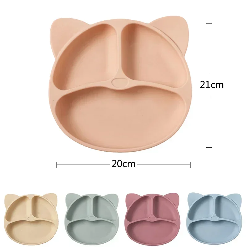 Baby Silicone Dining Plate Kids Feeding Plate Sucker Bowl Solid Smile Face Children Dishes Toddler Training Tableware BPA Free