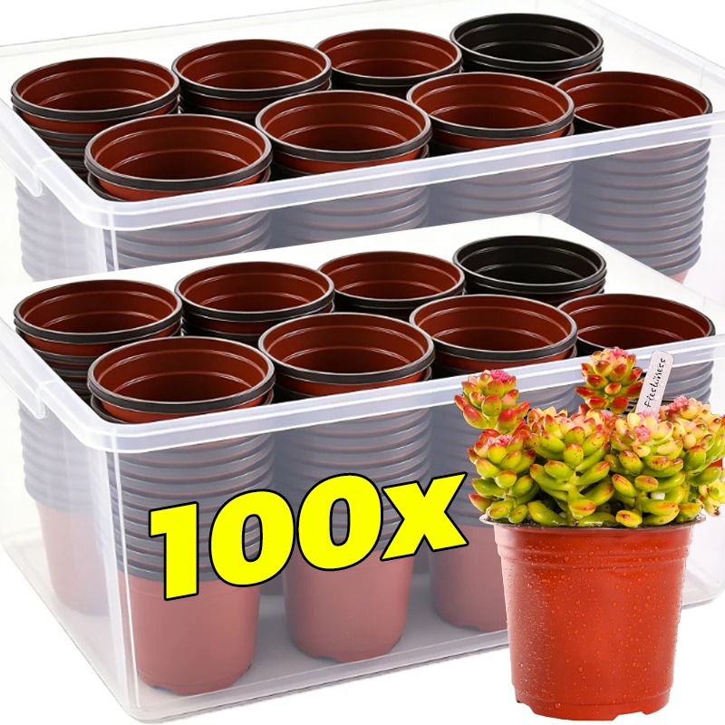 20/100 Uds. Macetas de vivero suaves para siembra, macetas de plástico para cultivo, cajas de cultivo para jardín, accesorios para el crecimiento de plantas y flores.