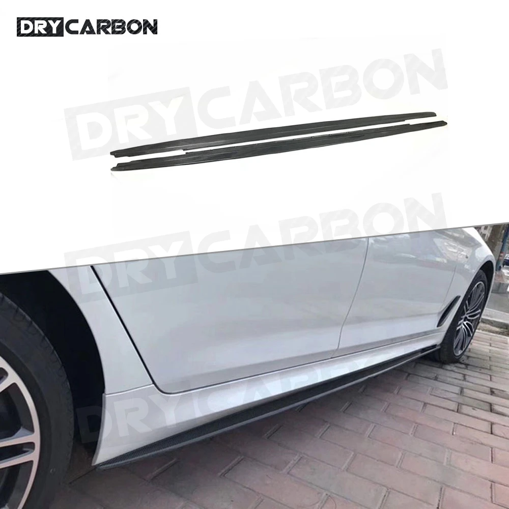 

For 5 Series Carbon FiberSide Skirts Rocker Panel Lip Splitter for BMW G30 G31 G38 M Tech M Sport 2017 2018 M Style FRP