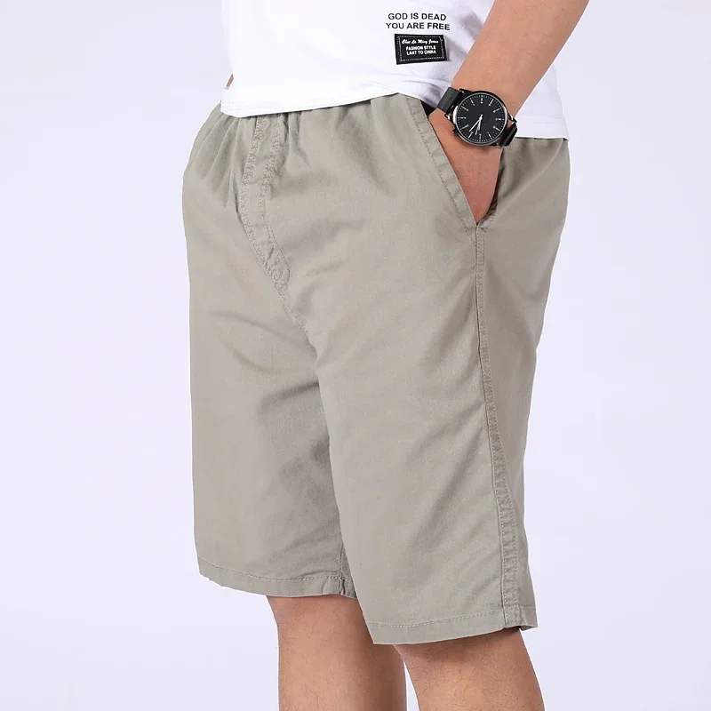 Herren Casual 100% Baumwoll-Shorts Weich Gewaschen Locker Sitzende Bermuda-Shorts Sommer Elastischer Bund Kordelzug-Shorts für Herren Tägliche Kleidung – Detail 21