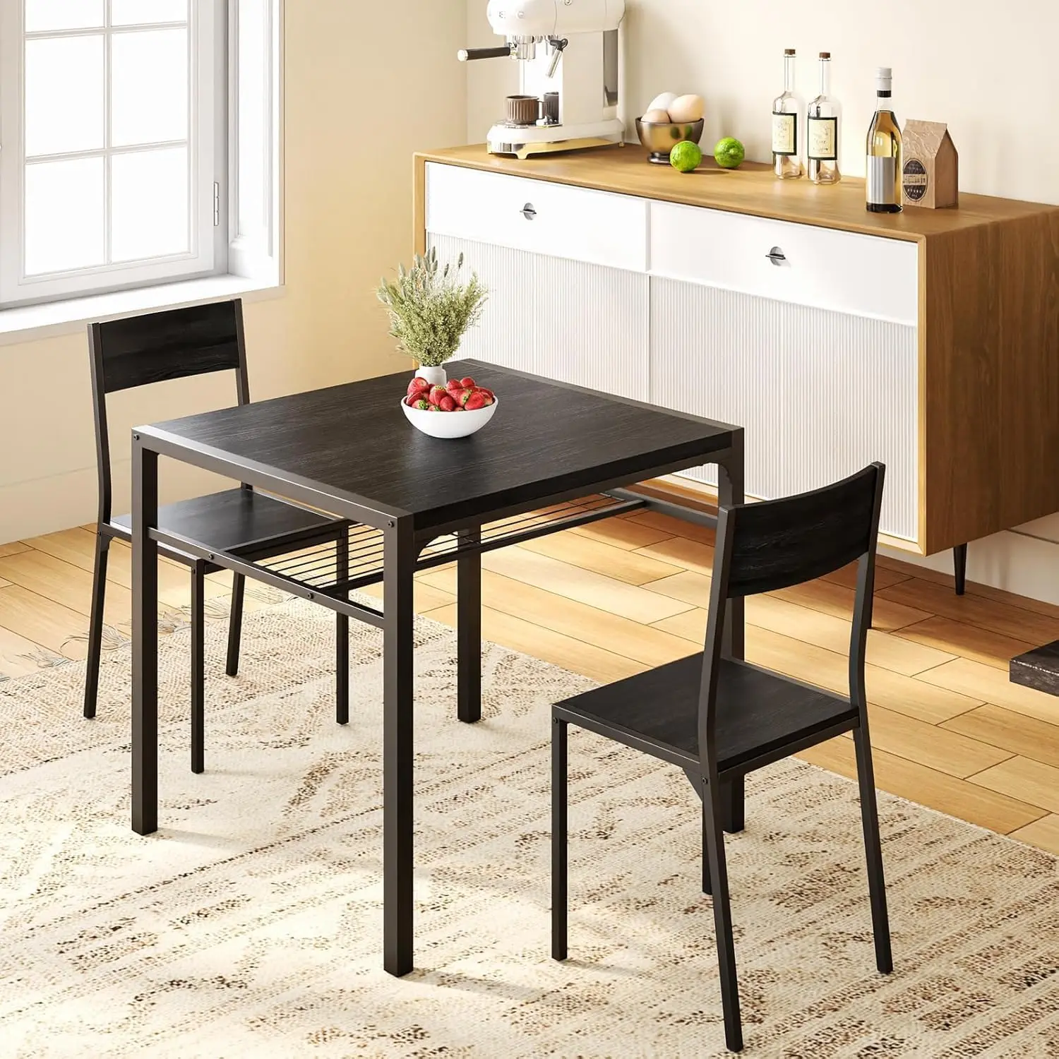 

Dining Table Set for 2, 3 Piece Kitchen Table with 2 Chairs for Small Space, Apartment, Kitchen, Dining Room, Space-Saving